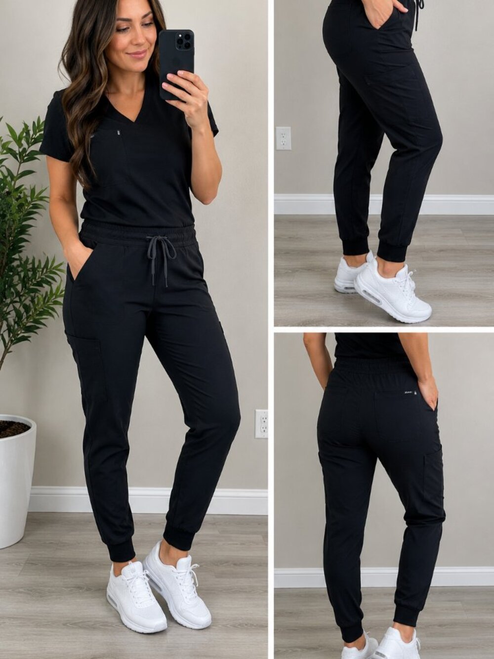 JAANUU Silex Slim Scrub Jogger Pants Size Medium Black Cargo Medical